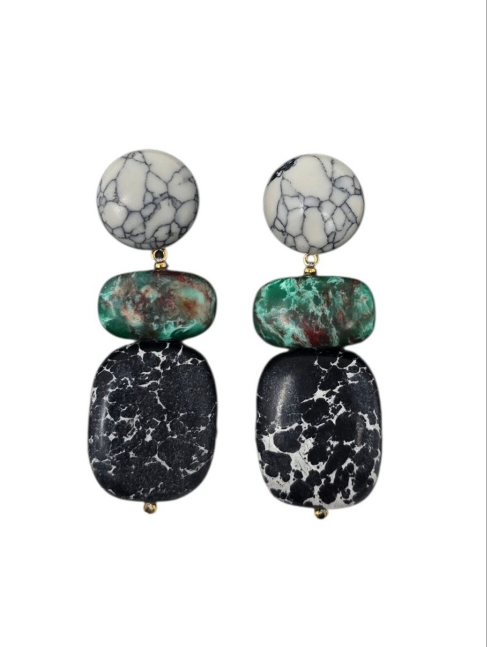 LeLe Sadoughi Boulder Drop Colorblock Statement Earrings Black Gray Turquoise